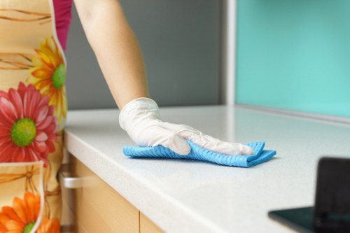 Satisfied customer with a clean oven from Dexter Carpet Cleaning