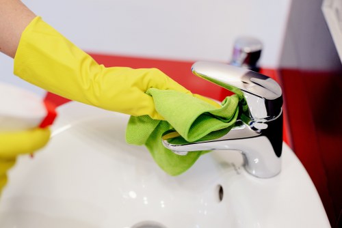 Professional office cleaning team at work