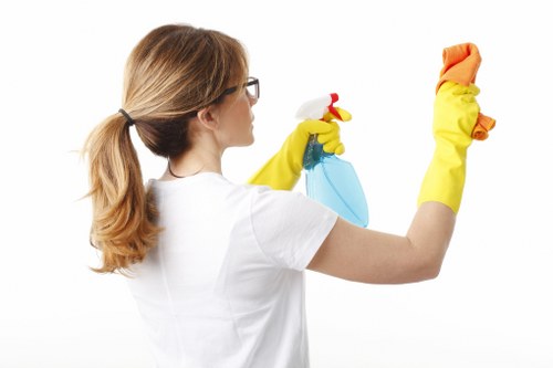 Satisfied customer reviewing the cleaned property